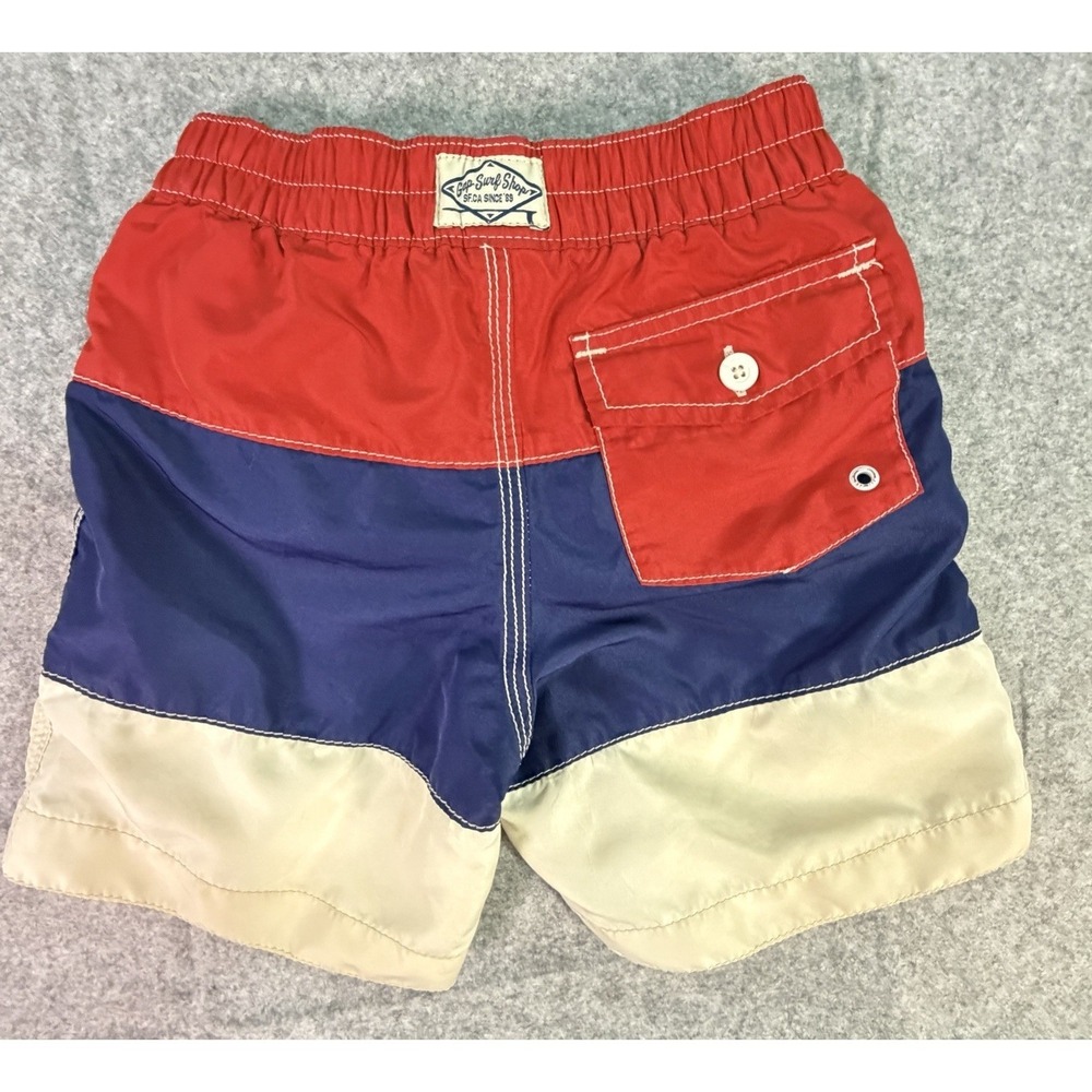 Baby Gap Surf Shop Swim Trunks Shorts Red Blue Tan Size 5 Years Toddler